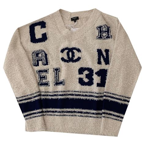 beige chanel sweater|chanel sweatshirt pullovers.